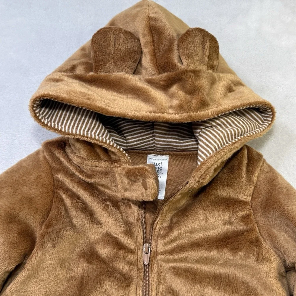 Just One You Carter's Baby Bear Pram Bunting 6M Brown Plush Hooded NWT